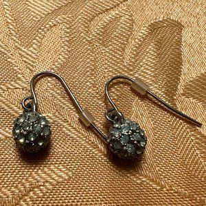 Dangling Silver Earring Balls with Light Green Embellishments